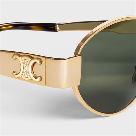 celine triomphe 01 sunglasses metal|CELINE Metal Triomphe 01 Sunglasses CL40235U Gold Green .